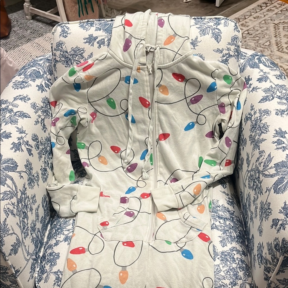 Festive Light Print Pajama PJs Onesie Bethany Mota